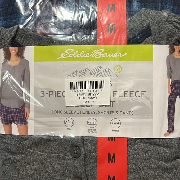 NWT Eddie Bauer Ladies' 3-Piece Waffle Fleece Pajama Set - Picture 6 of 6